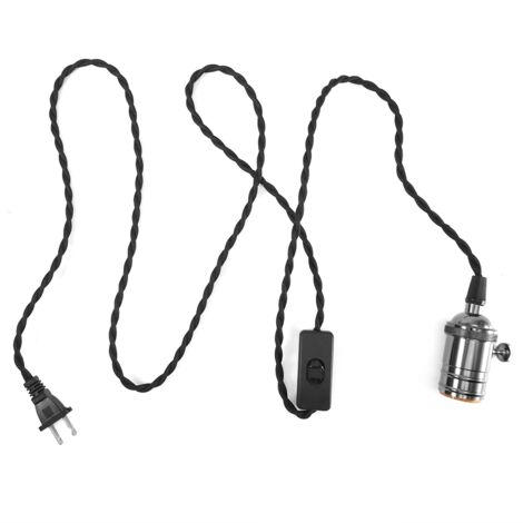 Douille de lampe E27 E26 avec câble et prise US, support d'ampoule en cuivre pur noir (1/5)
