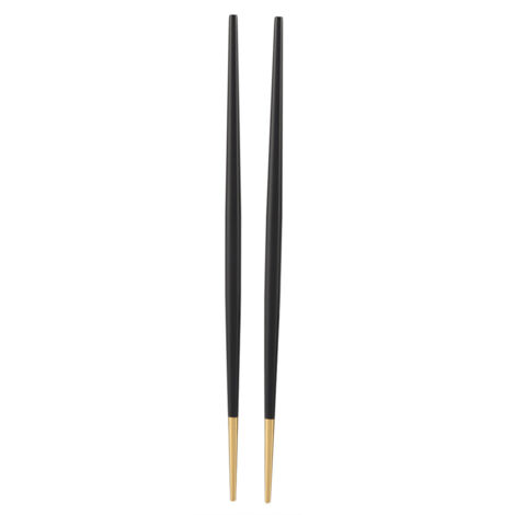 Baguettes Sushi en Acier Inoxydable 304 Doré Japonais - Set de Couverts Noir (1/5)