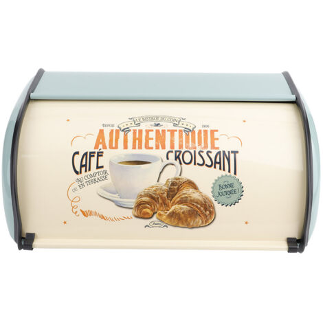 Boîte à Pain Métallique Grande Capacité - Organisateur de Rangement de Cuisine (Bleu)