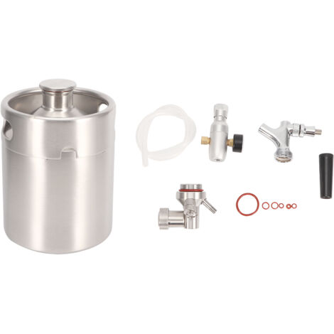 Kit de brassage maison avec fût à bière en acier inoxydable 2L, régulateur CO2 mini et robinet gazéificateur (1/5)