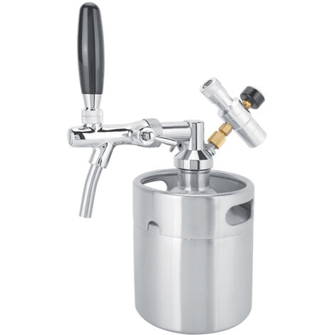 Mini Fût à Bière en Acier Inoxydable 2L avec Robinet et Manomètre Double Classe (1/5)
