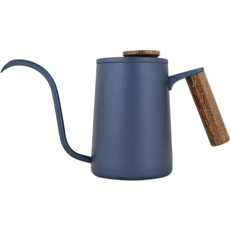 Bouilloire à bec verseur gooseneck en acier inoxydable 600ml, poignée ergonomique, idéale pour café filtre (Bleu) (1/5)