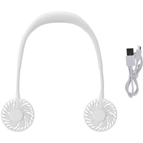 Ventilateur de cou portable USB sportif pailleté - Ventilation fraîche (Blanc) (1/5)