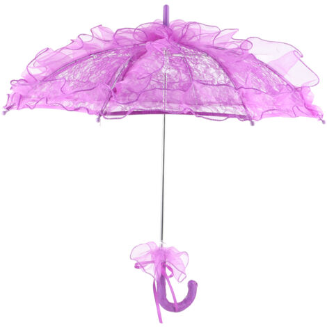 Parapluie de Cérémonie en Dentelle Blanche pour Mariage et Séance Photo (Violet) (1/5)