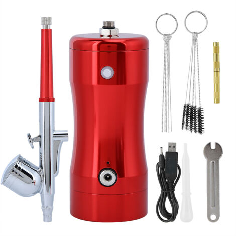 Kit de pistolet à air G12 Mini 0.3mm avec pompe 7CC et outils de nettoyage (Rouge) (1/5)