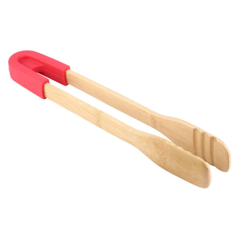 Pince à BBQ en bois pour steak et pain, outil de service de buffet rouge (1/5)