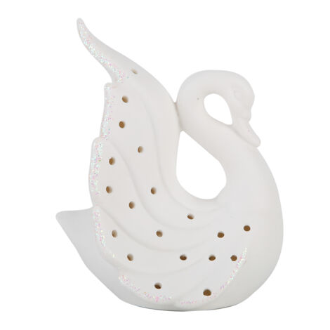 Élégante Lampe Cygne LED en Céramique pour Chambre et Bibliothèque, Fonctionne sur Piles (1/5)