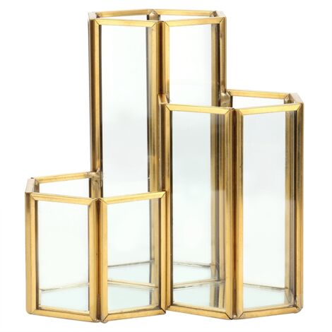 Porte-stylo en verre hexagonale combinable, rangement organisateur de bureau pour pinceaux de maquillage (1/5)
