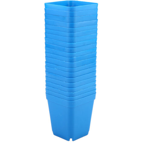 20 Pots Mini Modernes pour Plantes Succulentes, Petits Pots Carrés en Plastique Lavables (Bleu) (1/5)