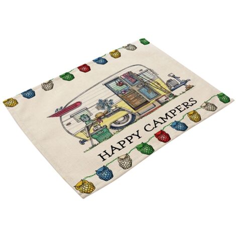 Nappe de Camping Cartoon Écologique en Coton Lin pour Caravane (MC0046-1) (1/3)