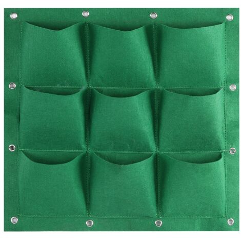 Sac de culture mural vertical 9 poches pour plantes vertes (Vert) (1/5)