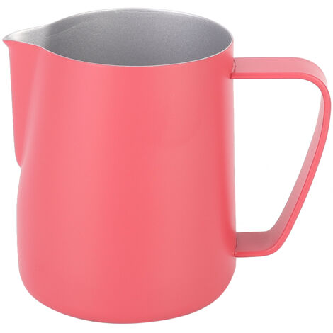Pichet à lait inox 600ml pour mousse à lait, idéal pour latte art à la maison ou en café - Rouge rose (1/5)