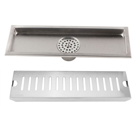 Drain de sol rectangulaire en acier inoxydable pour salle de bain - Évacuation à grand débit (drain central) (1/5)