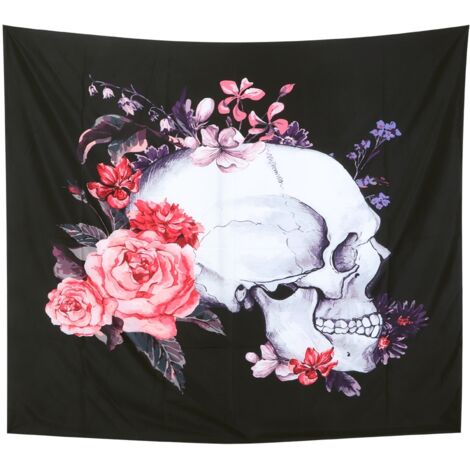 Tenture Murale Squelette Décor Tissu Tapisserie Chambre Dortoir 150x200 cm (1/5)