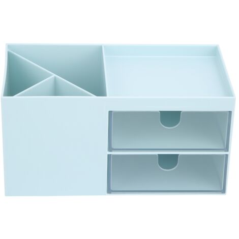 Boîte de Rangement Multifonction pour Bijoux, Maquillage et Bureau - Organisateur de Tiroir Bleu pour Maison et Bureau (1/5)