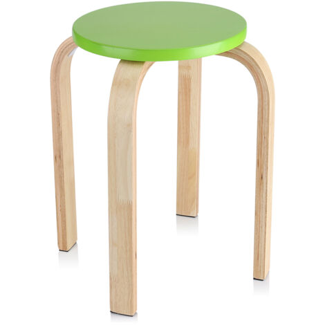 Tabouret Empilable en Bois Courbé Antidérapant - Couleur Bonbon, Déco Chambre Enfant, Meuble Maison Vert (1/5)