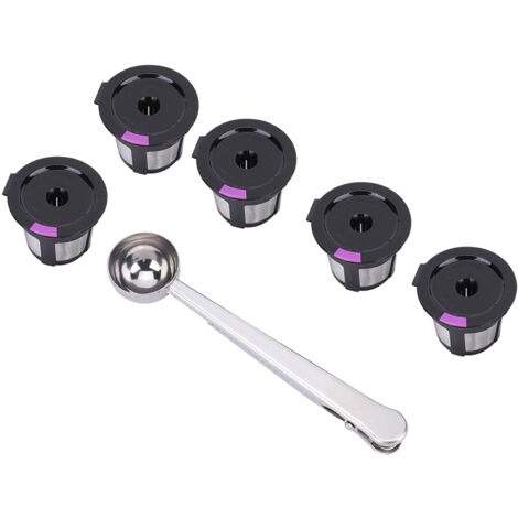 5 pièces Capsules à Café Rechargeables avec Cuillère, Compatibles Machines à Café Keurig 2.0 et Modèles KCUP (1/5)