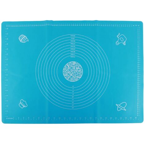 Tapis de Pâtisserie Antiadhésif en Silicone avec Échelles pour Pétrir et Étaler la Pâte (Bleu 50x70cm) (1/5)