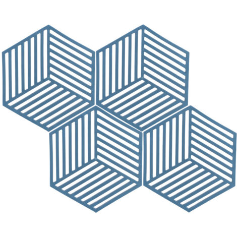 4 Pièces Sous-verres Hexagonaux à Rayures Bleues - Protège-Table Isolant pour Vaisselle et Tasses - Accessoire de Cuisine Pratique (1/5)