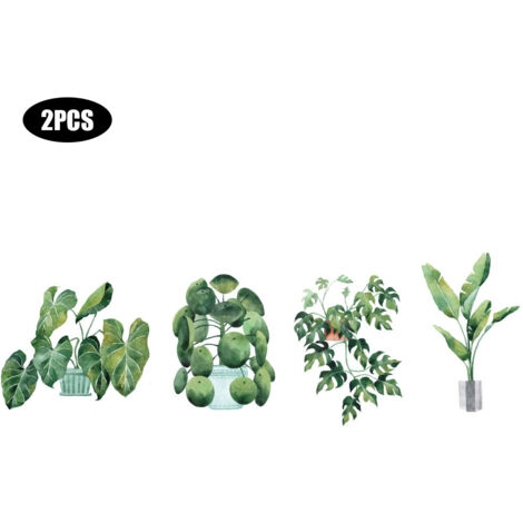 Décal mural amovible plante verte en pot pour décoration salon chambre (1/5)