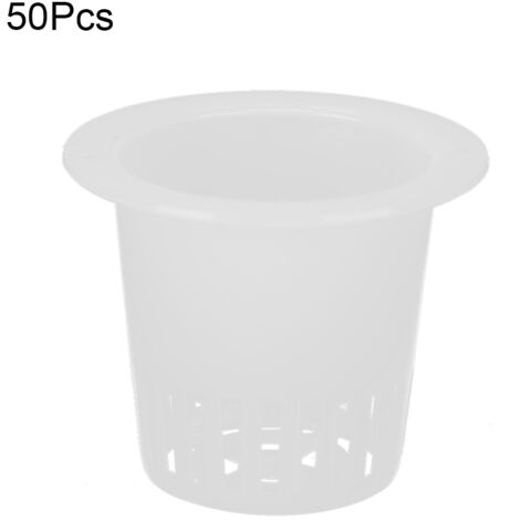 50 Pièces Pots de Culture Hydroponique en Filet pour Plantes sans Sol - Blanc