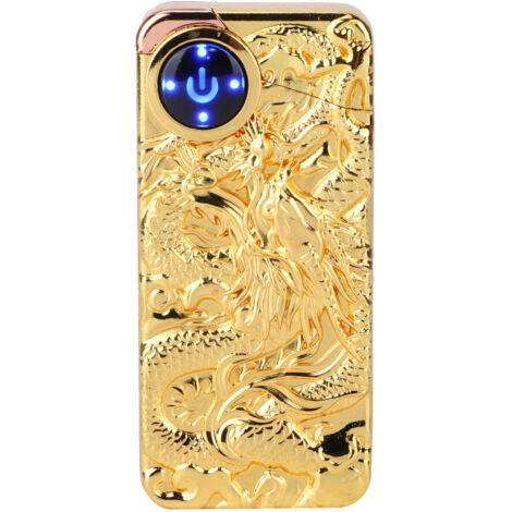 Allume-cigarette élégant à double arc avec motif tendance, détection tactile et finition dorée (1/5)