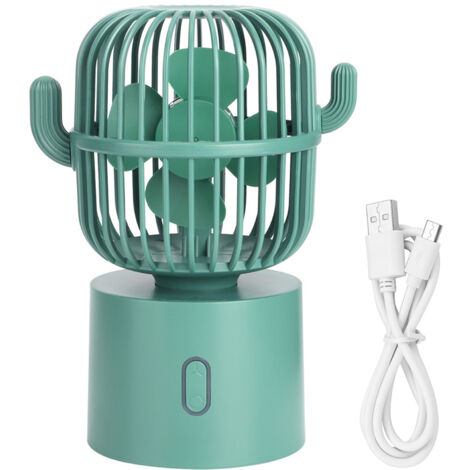 Ventilateur de bureau portable USB rechargeable - Mini ventilateur oscillant pour maison et bureau - Vert (1/5)