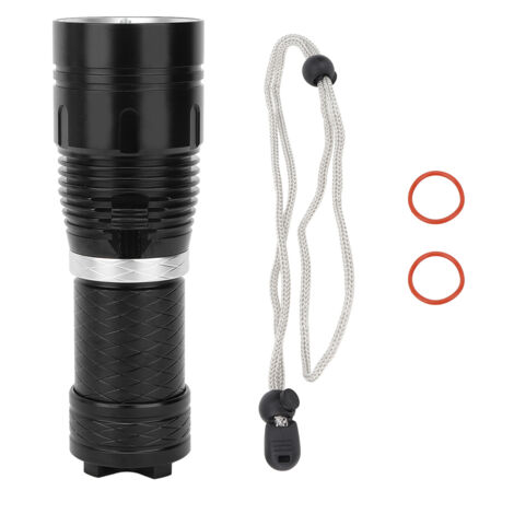 Lampe de plongée LED L2 en aluminium noir, étanche, avec gradation continue pour camping et activités sous-marines (1/5)