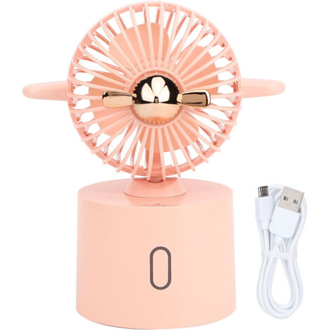 Ventilateur de bureau portable en forme d'avion, recharge par USB, rose pour bureau et maison