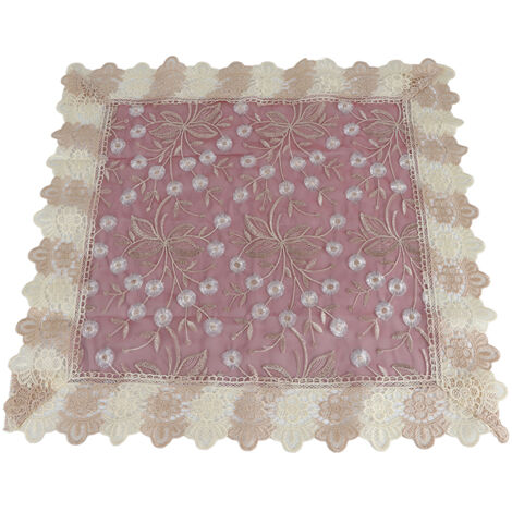 Nappe Ronde Style Européen en Polyester avec Bordure en Dentelle pour Mariage et Décoration Maison (Rouge 60x60cm) (1/5)