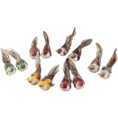 12 Pièces Oiseaux Artificiels en Mousse avec Pince pour Décoration de Plantes Intérieur/Extérieur (1/5)