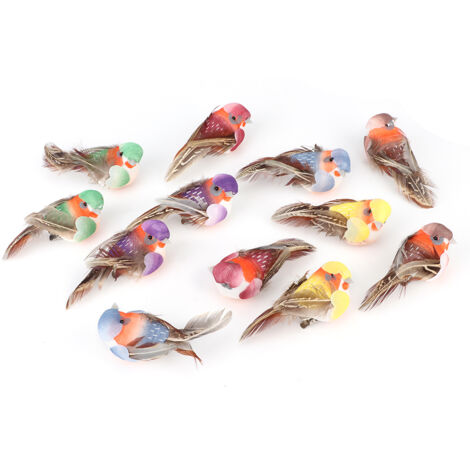 12 Pièces Oiseaux Artificiels Décoratifs Mignons pour Jardin et Intérieur DIY (1/5)