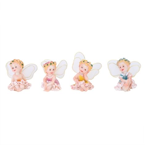 4 Pièces Adorables Fées Assises en Résine pour Décoration de Jardin et Intérieur (1/5)