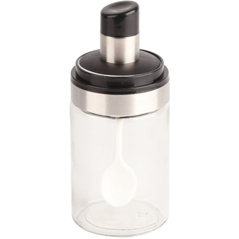 Pot en Verre Transparent pour Épices avec Cuillère, Récipient Sel et Poivre pour Cuisine (1/5)