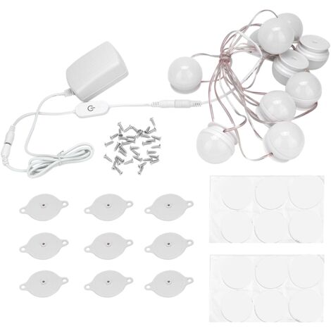 Lampe de maquillage LED pour salle de bain, miroir de vanité avec 10 LEDs, lumière chaude, 100-240V, prise US (1/5)