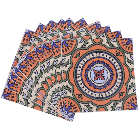 10 Autocollants Adhésifs Imperméables pour Sol et Mur Style Bohème 15x15cm - Lot de 10 (Modèle 1) (1/5)