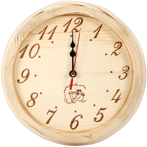 Horloge Murale en Bois 23cm pour Sauna, Bureau ou Salon - Décoration Température Humidité (1/5)