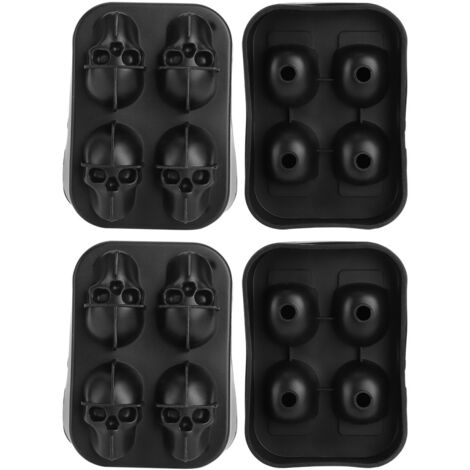 2 Pièces Moule à Glace en Silicone Forme de Crâne, Bac à Glaçons 4 Cases pour Cocktails et Boissons (1/5)