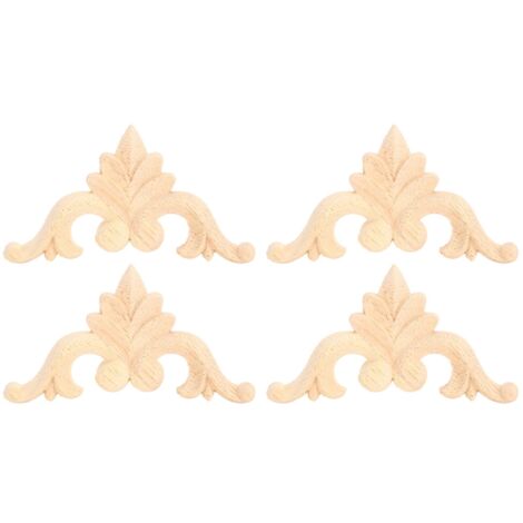 4 pièces d'appliques sculptées en bois d'hévéa pour coins, décoration de meubles et portes intérieures DIY (1/5)