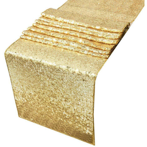 Nappe à paillettes or 30x300cm, brillante et décorative pour fêtes et banquets, 3mm d'épaisseur (1/5)