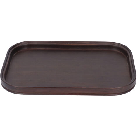 Plateau de service en bambou rectangulaire couleur noyer, élégant et naturel pour salon ou boutique