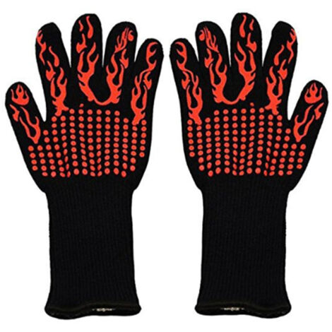 Gants de BBQ résistants à la chaleur pour cuisson au four et grill, en silicone rouge (1/5)