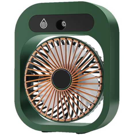 Ventilateur de bureau rechargeable USB, 3 vitesses de vent, pales de turbine, silencieux et compact, couleur verte (1/5)