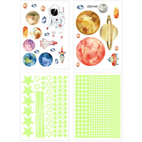 Autocollant Fluorescent Astronaute 20x28CM - Décoration Enfants Chambre Étoiles et Espace Lumineux (1/5)