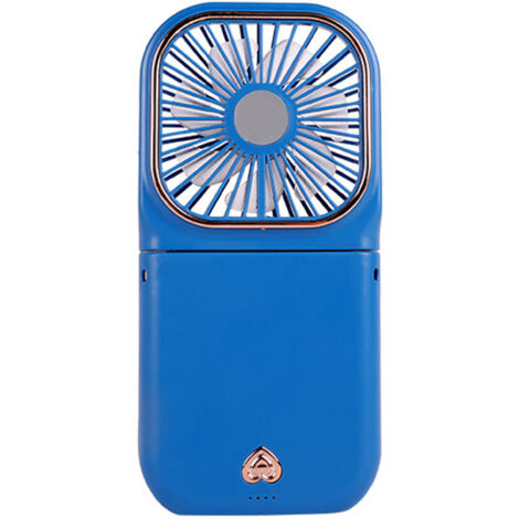 Ventilateur de cou pliable rechargeable USB, 3 vitesses, mini ventilateur portable pour randonnées et pique-niques, bleu.