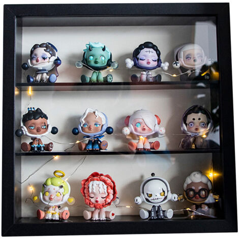 Vitrine d'exposition pour figurines anime avec double cloison noire - Boîte de rangement renforcée pour collections de miniatures (1/5)