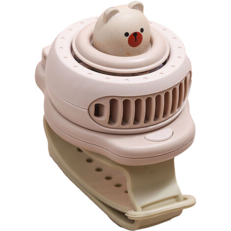 Ventilateur de Poche Mini USB pour Enfants - Montre Ventilateur Portable Élèves - Marron (1/5)