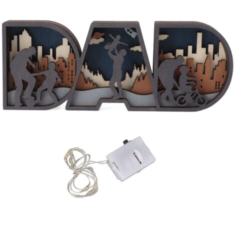 Lettres Lumineuses en Bois pour Fête des Pères - Décoration Murale à Piles (1/5)