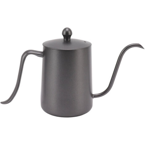Bouilloire Cafetière Professionnelle 600ml en Acier Inox, Bec Verseur Fin pour Préparation de Café à la Maison ou en Voyage, Noir (1/5)