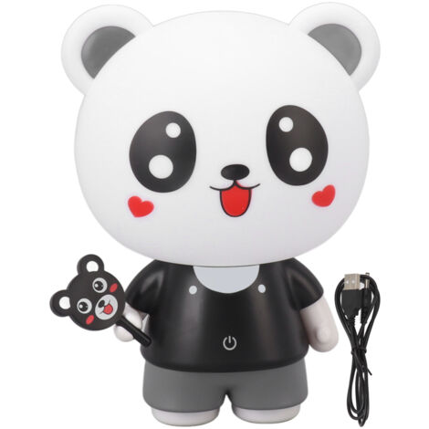 Lampe de chevet LED pour enfants, lumière douce pour la lecture et l'étude, design mignon avec yeux, USB, blanc (1/5)